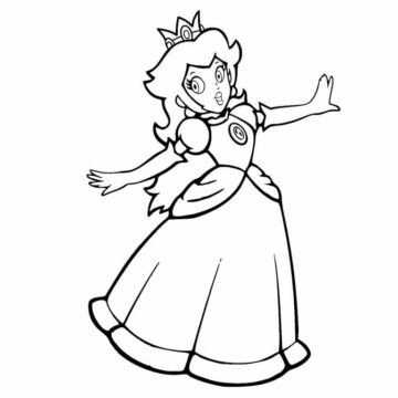 Dibujo de Princesa Peach Feliz para Colorear