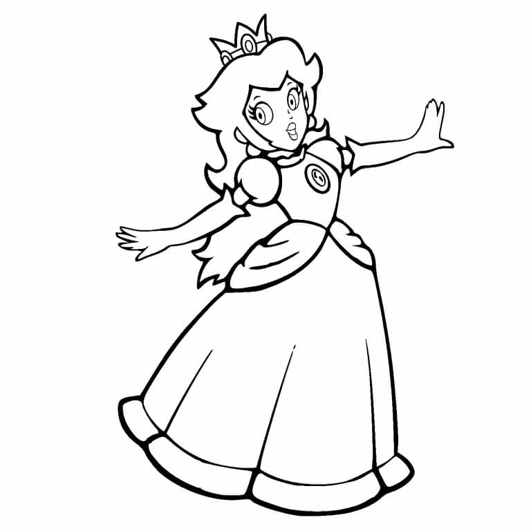 Dibujo de Princesa Peach Feliz para Colorear