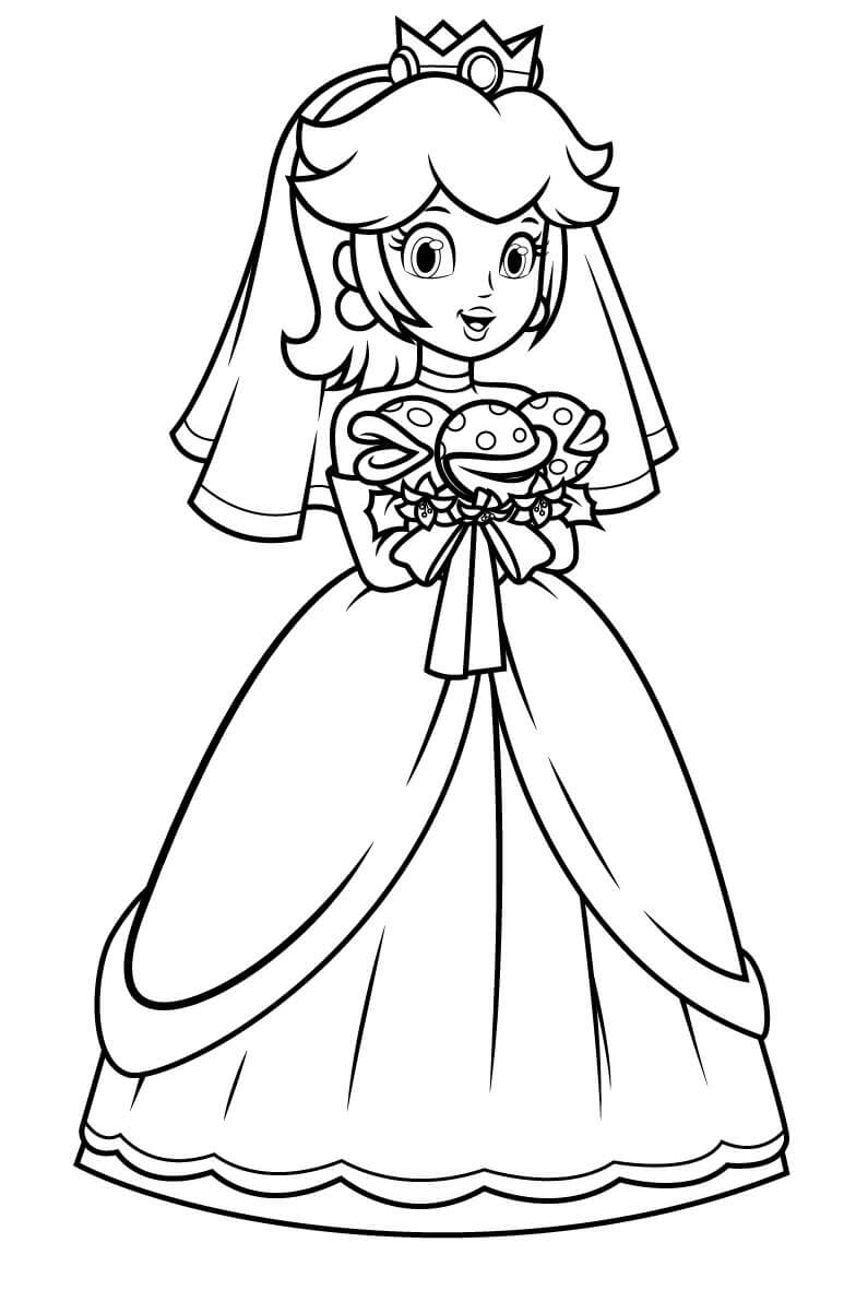Dibujo de Novia Princesa melocotón para Colorear