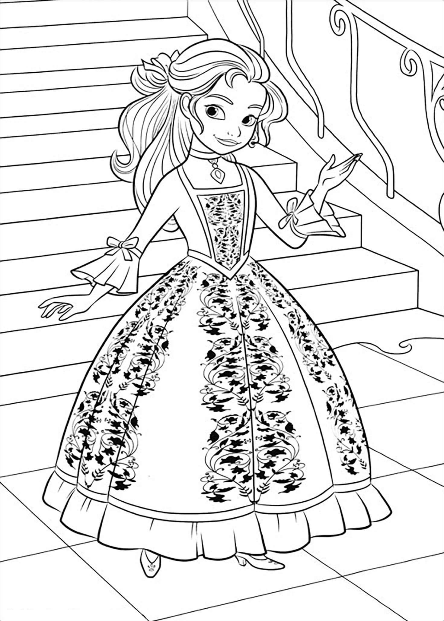 Dibujo de Impresionante Princesa Elena para Colorear