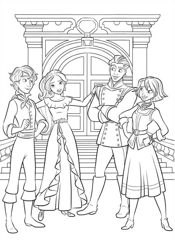 Dibujo de Mateo Elena Naomi y Gabe para Colorear