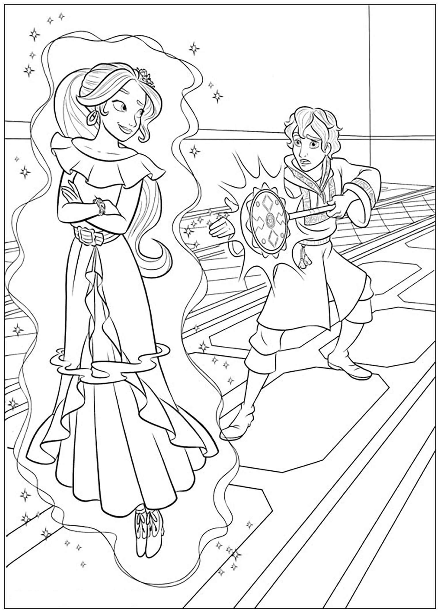 Dibujo de Mateo Vs la Princesa Elena para Colorear