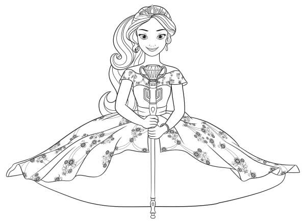 Dibujo de Princesa Elena Sentada para Colorear