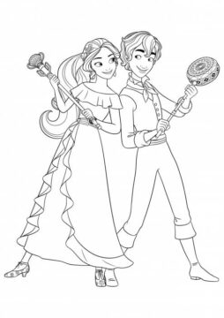 Dibujo de Princesa Elena y Mateo para Colorear