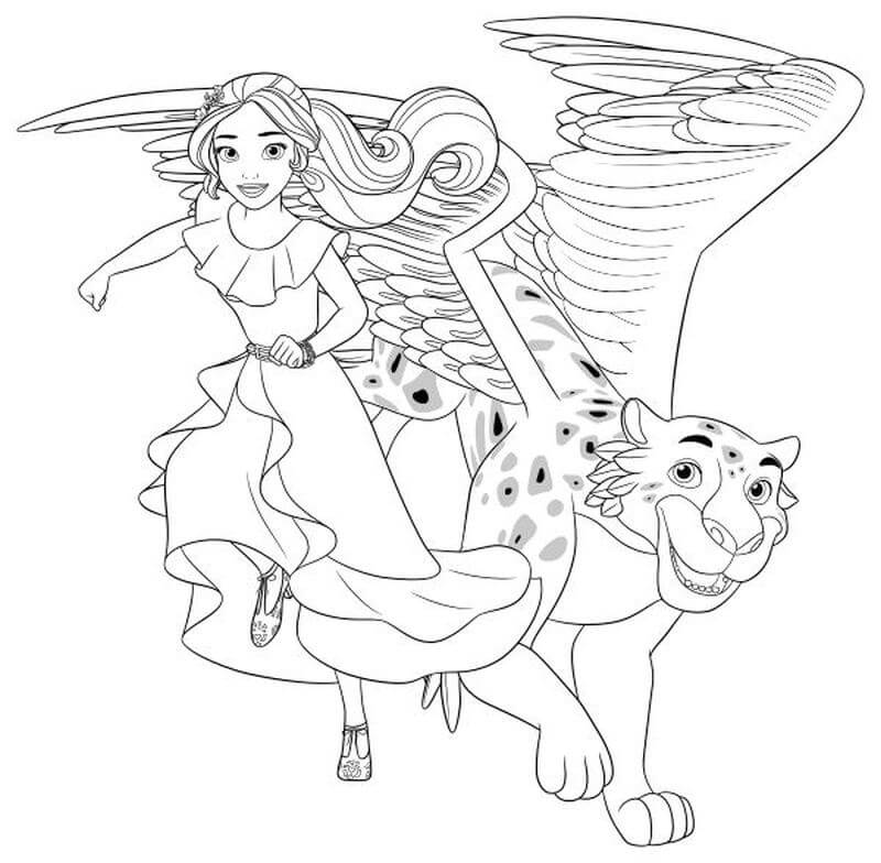Dibujo de Princesa Elena y Migs para Colorear