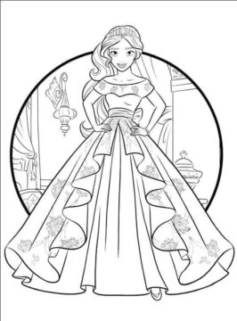Dibujo de Simple Princesa Elena para Colorear