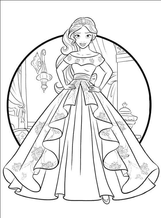 Dibujo de Simple Princesa Elena para Colorear