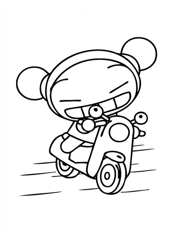Dibujo de Moto de Conduccion Pucca para Colorear