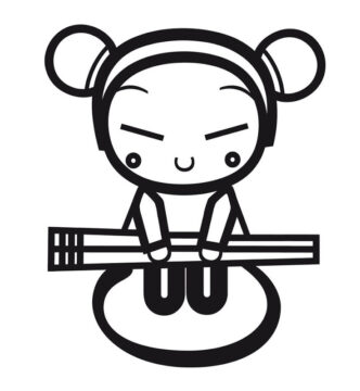 Dibujo de Pucca con Palillo Gigante para Colorear