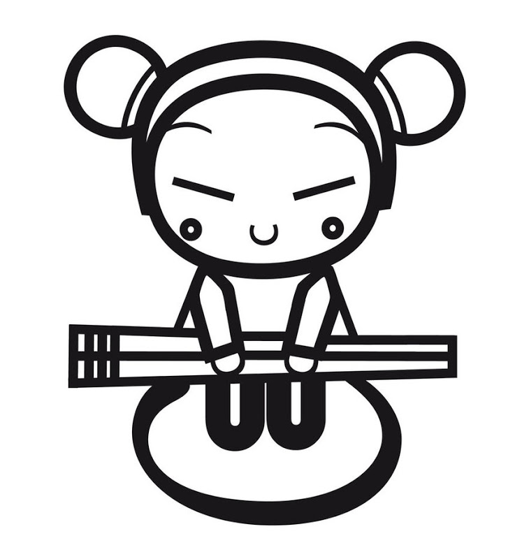 Dibujo de Pucca con Palillo Gigante para Colorear
