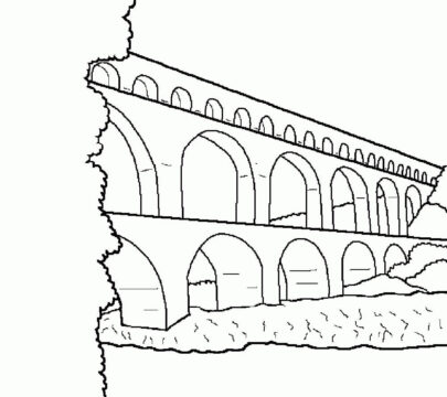 Dibujo de Puente Pont Du Gard para Colorear
