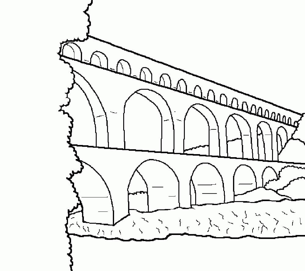 Dibujo de Puente Pont Du Gard para Colorear