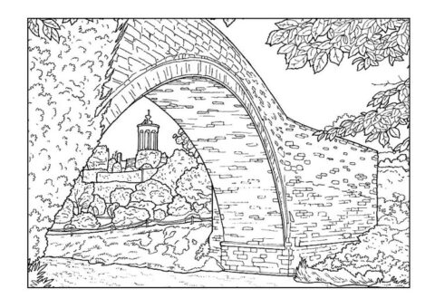 Dibujo de Puente Viejo para Colorear