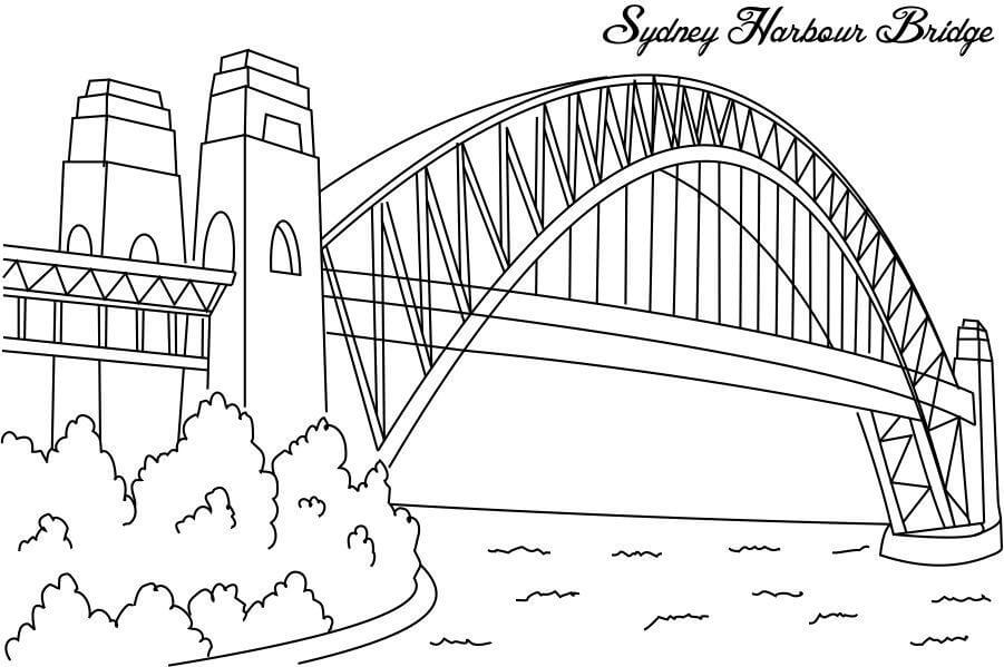 Dibujo de Puente de Harbour en Sidney para Colorear