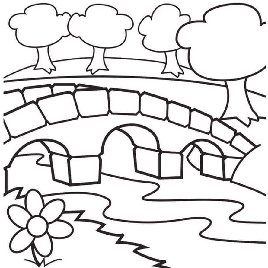 Dibujo de Puente de Piedra para Colorear