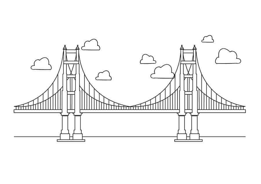 Dibujo de Puente de Puerta de Oro para Colorear