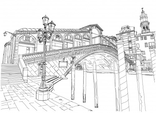 Dibujo de Puente de Rialto para Colorear