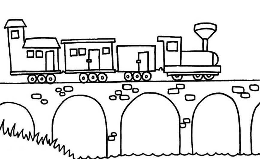 Dibujo de Puente de Tren para Colorear