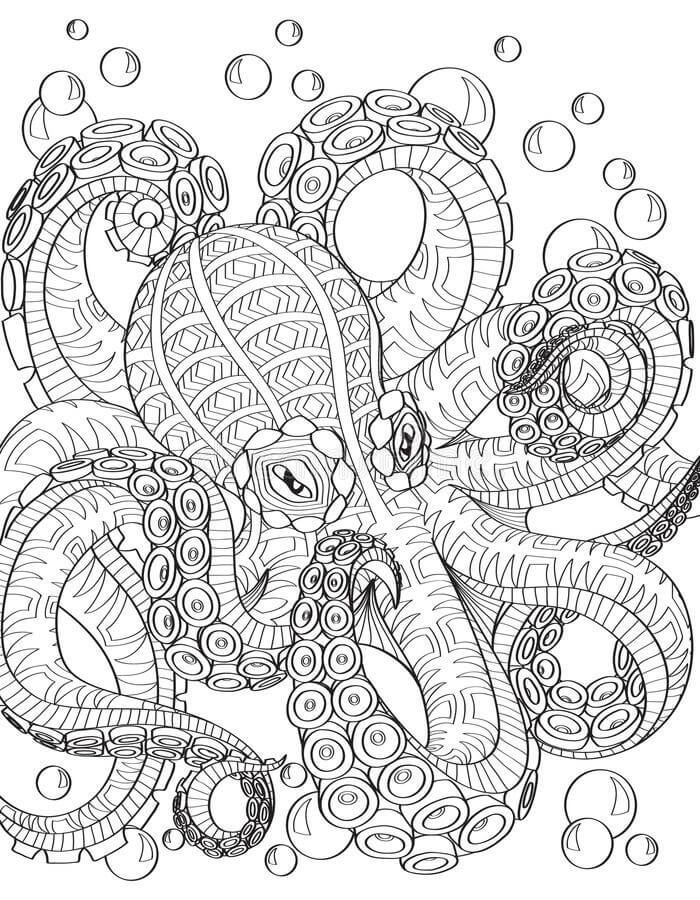 Dibujo de El Pulpo Es para Adultos para Colorear