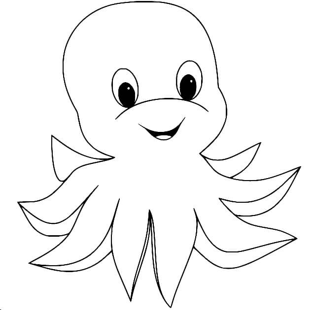 Dibujo de Pequeño Pulpo Esponjoso para Colorear