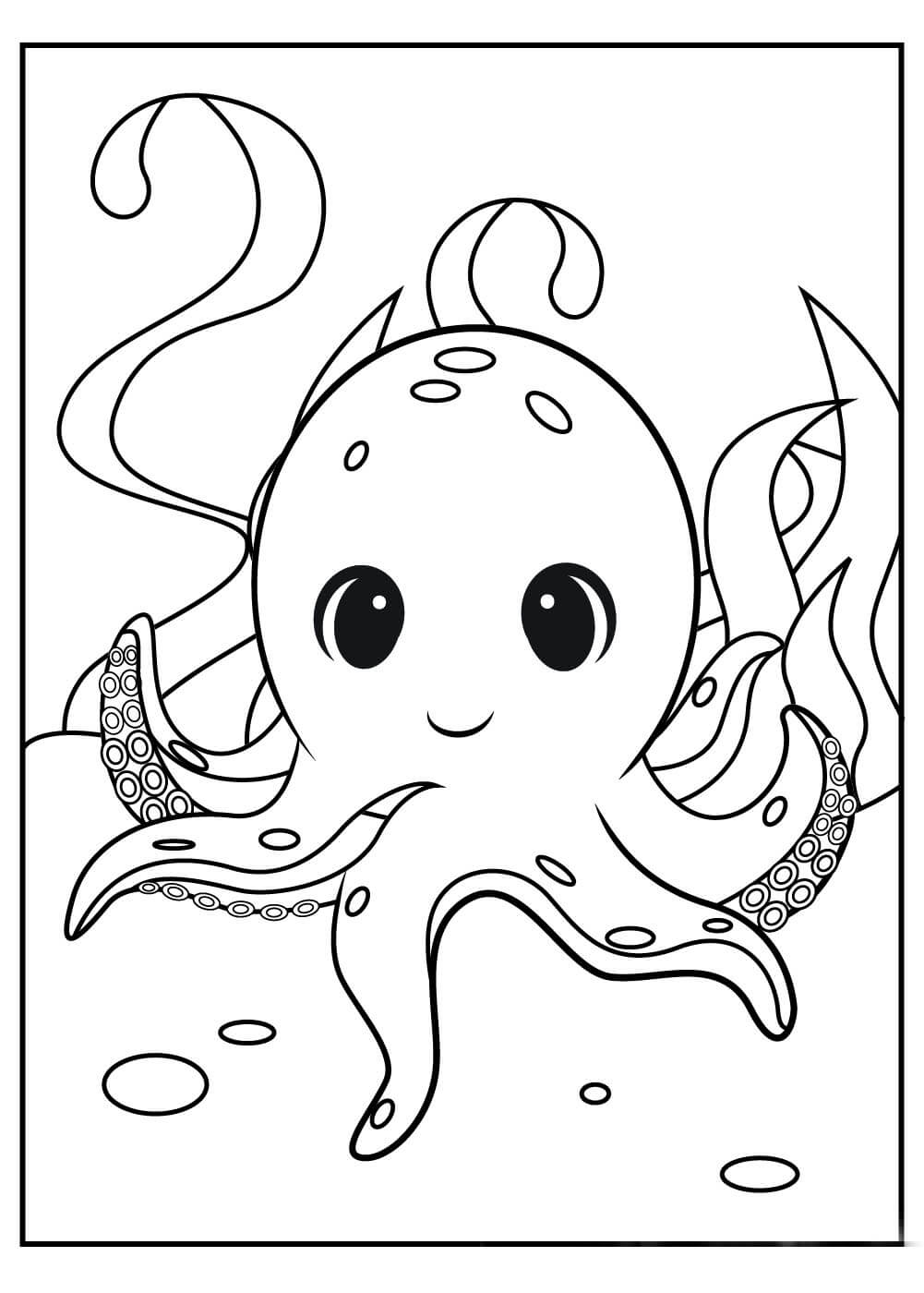 Dibujo de Pulpo bebé Sonriendo para Colorear