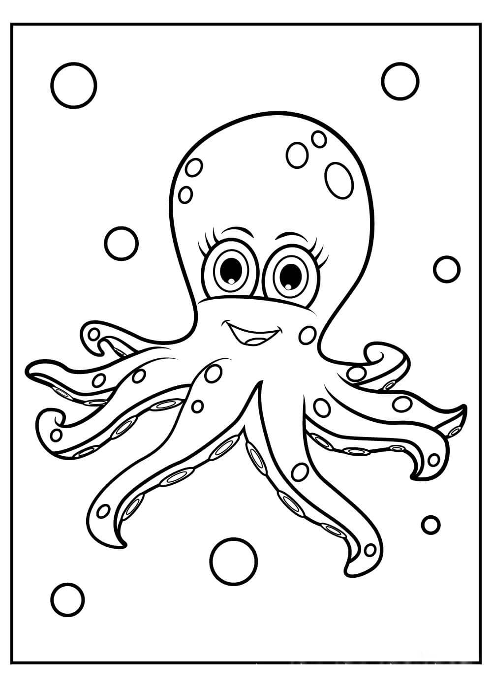 Dibujo de Pulpo Esponjoso Divertido para Colorear