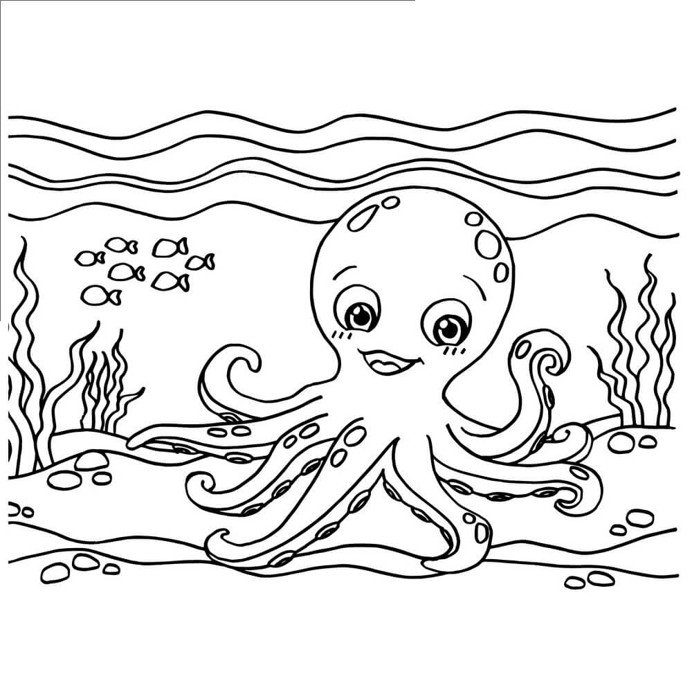 Dibujo de Pulpo Esponjoso para Colorear