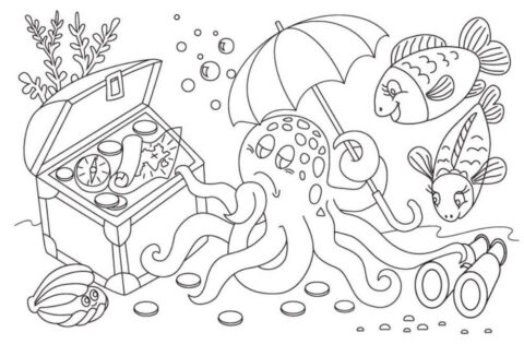 Dibujo de Pulpo Gracioso para Colorear