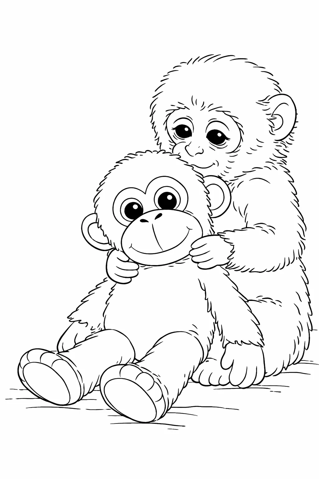 Dibujo de Punch Abrazando a Teddy páginas para Colorear