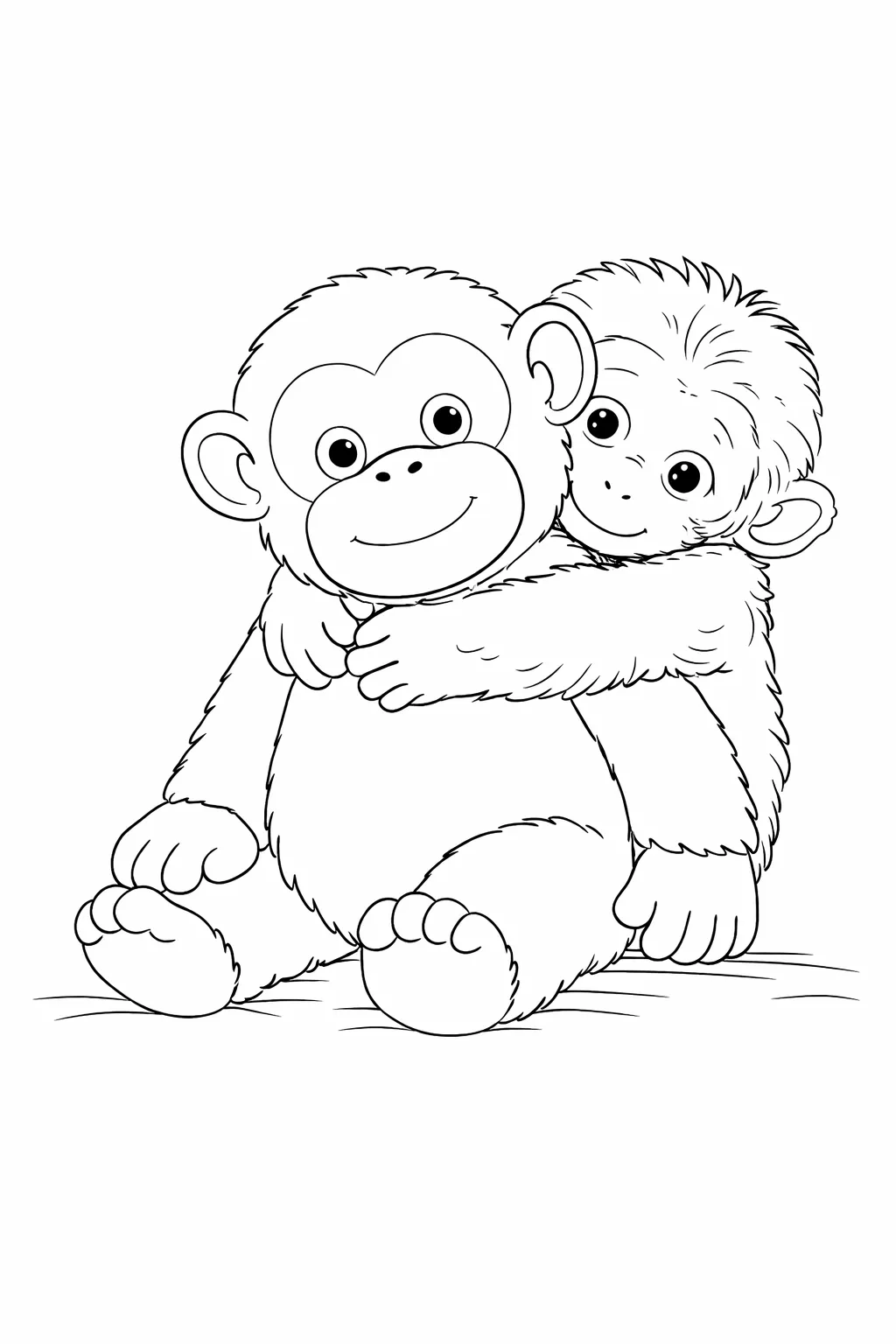 Dibujo de Punch Acurrucandose con Teddy páginas para Colorear