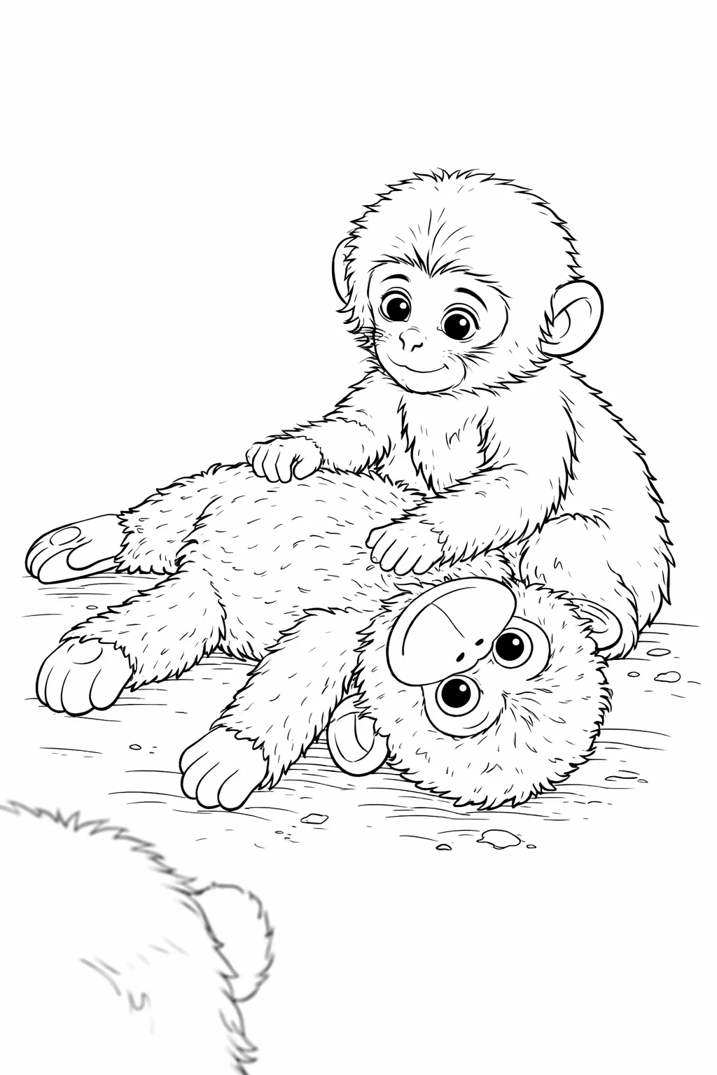 Dibujo de Punch Haciendo Cosquillas a Teddy páginas para Colorear