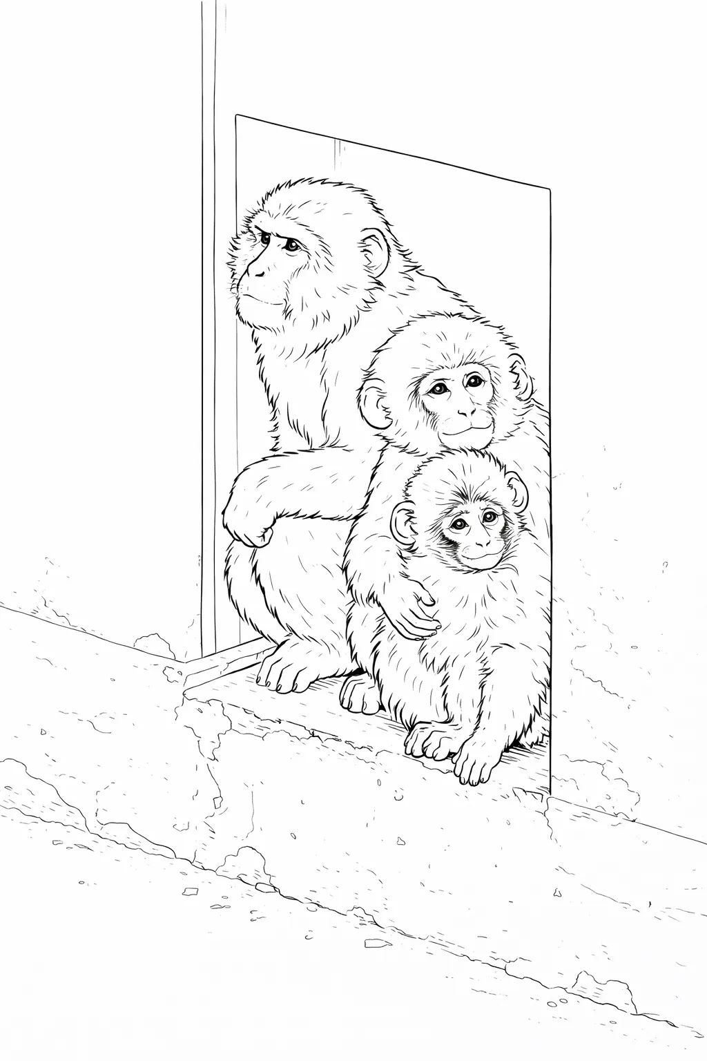 Dibujo de Punch y la Familia de Monos páginas para Colorear