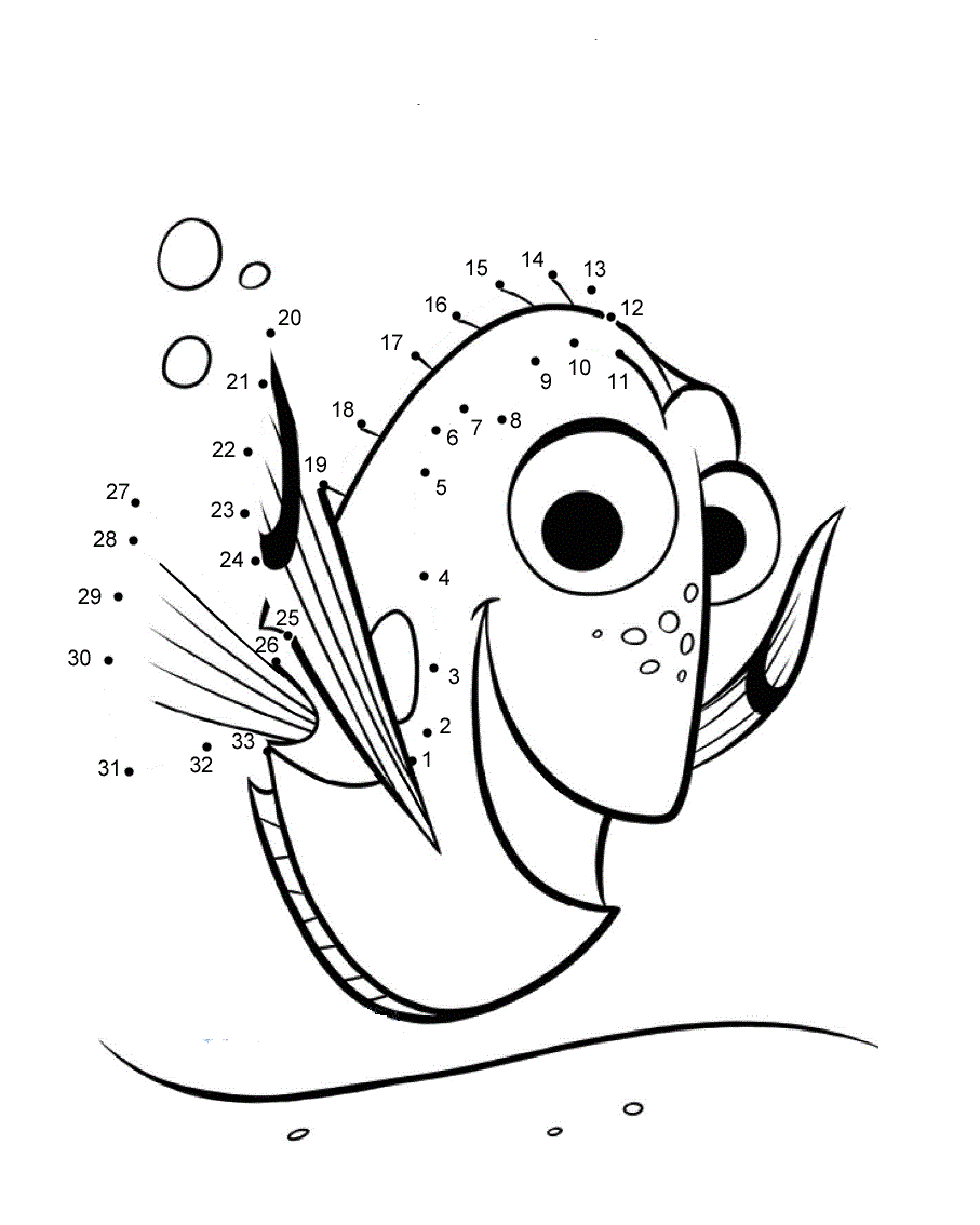 Dibujo de Dory Punto a Puntos para Colorear