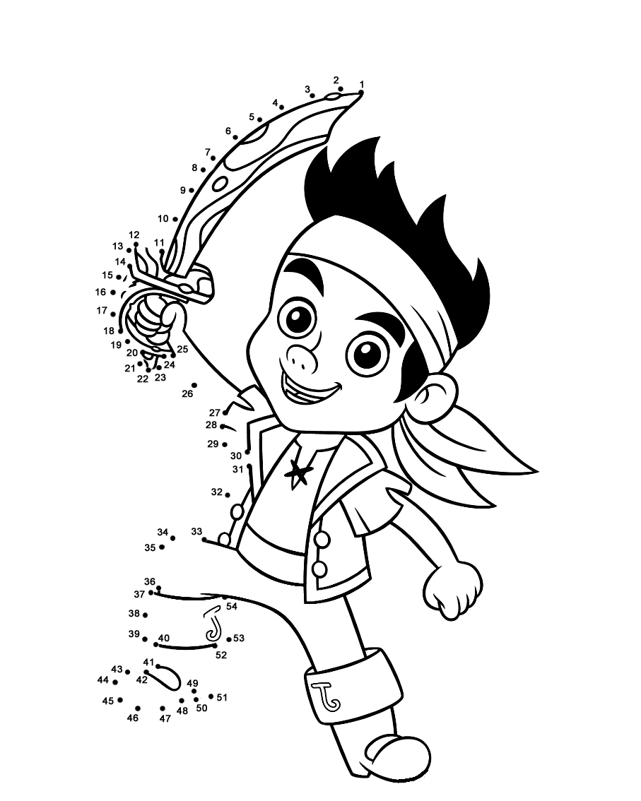 Dibujo de Jake Pirata Punto a Puntos para Colorear