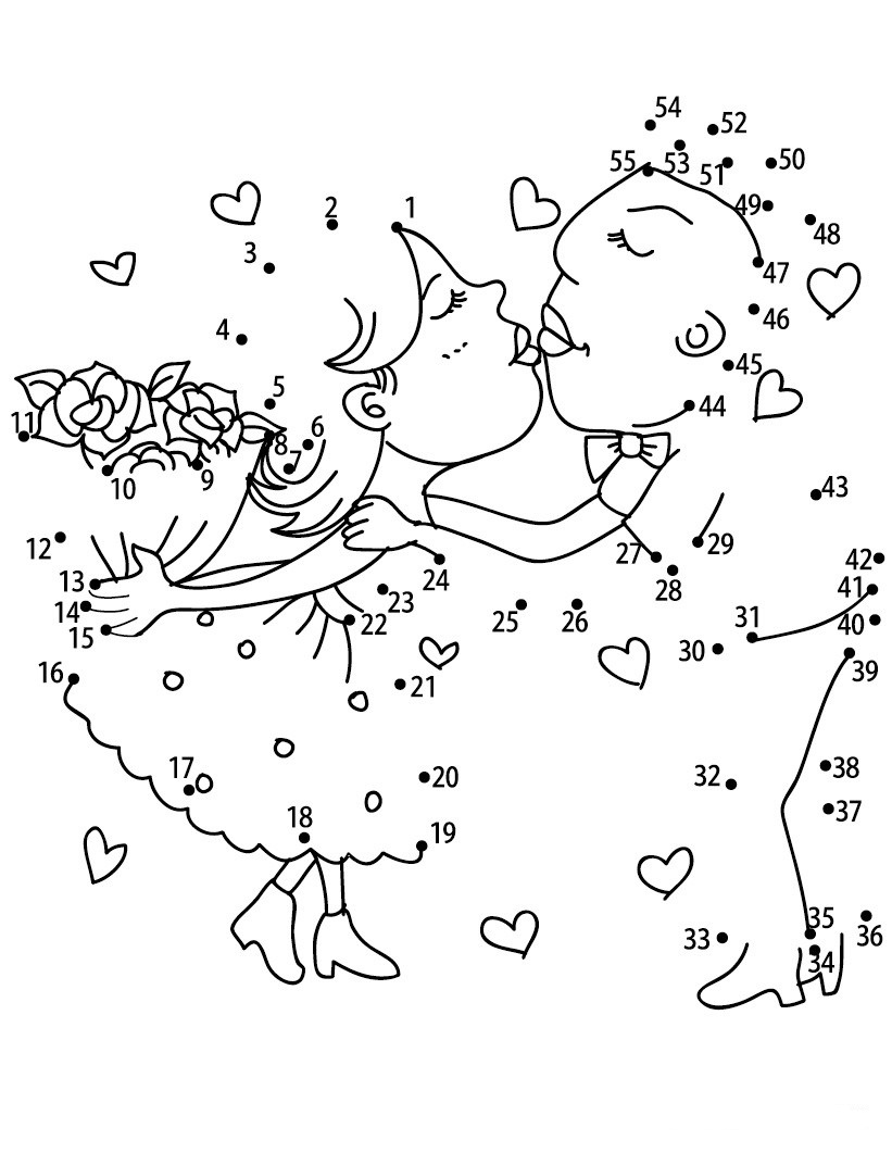 Dibujo de Pareja de Puntos a Puntos para Colorear
