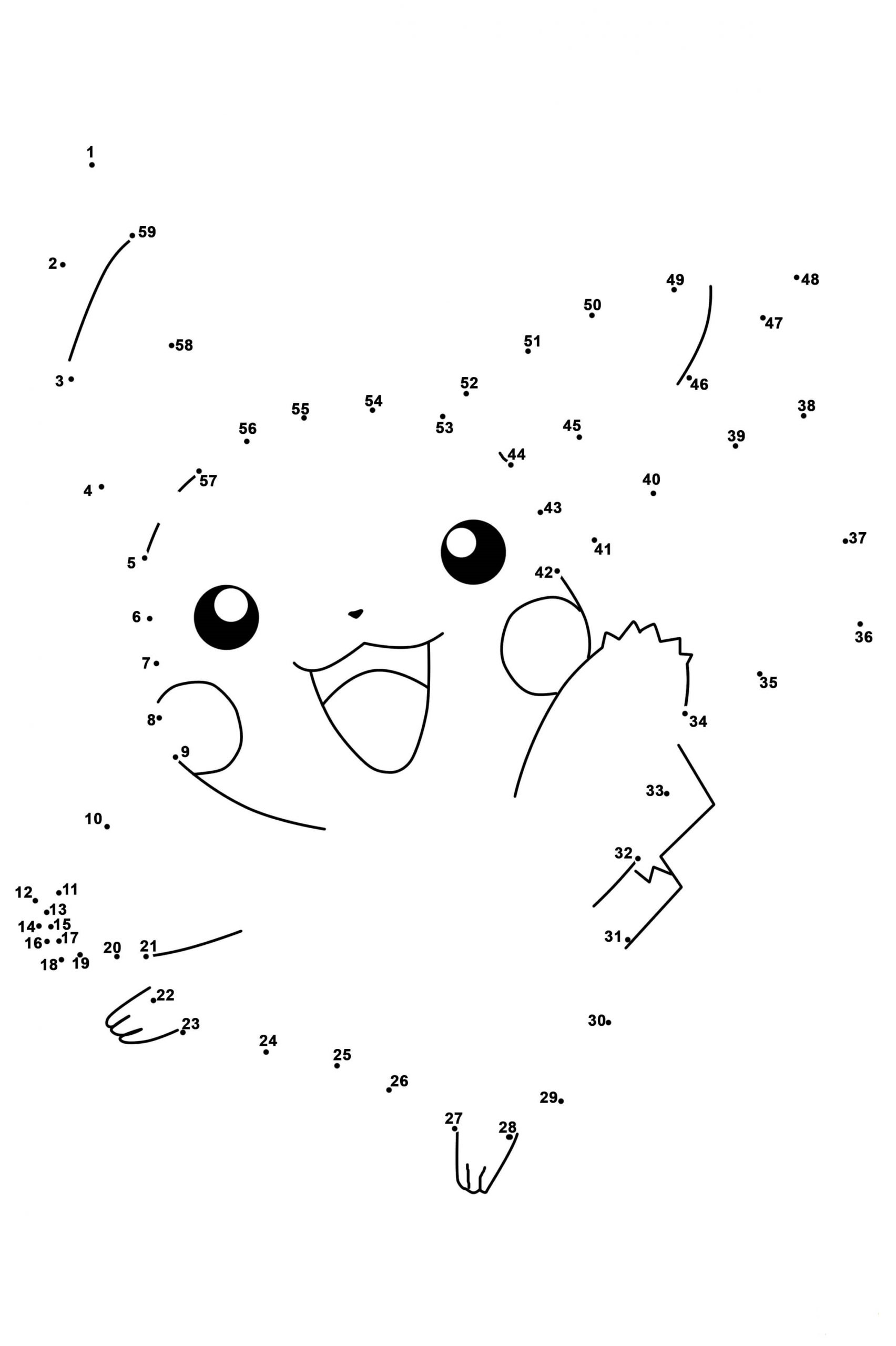 Dibujo de Pikachu Punto a Puntos para Colorear