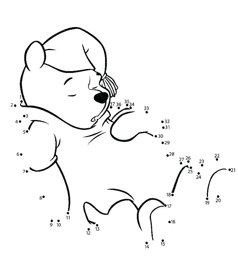 Dibujo de Pooh Punto a Puntos para Colorear