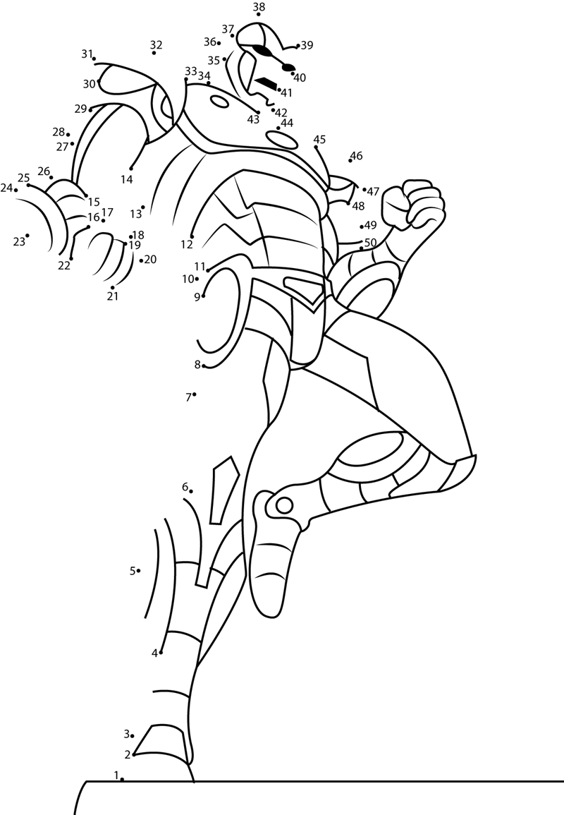 Dibujo de Punto a Puntos de Hombre de Acero para Colorear