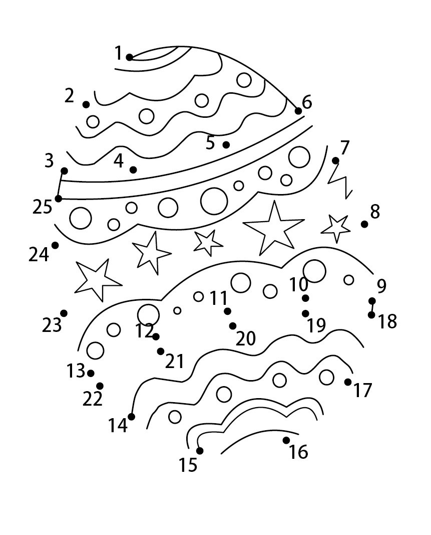Dibujo de Punto de Huevo de Pascua a Puntos para Colorear