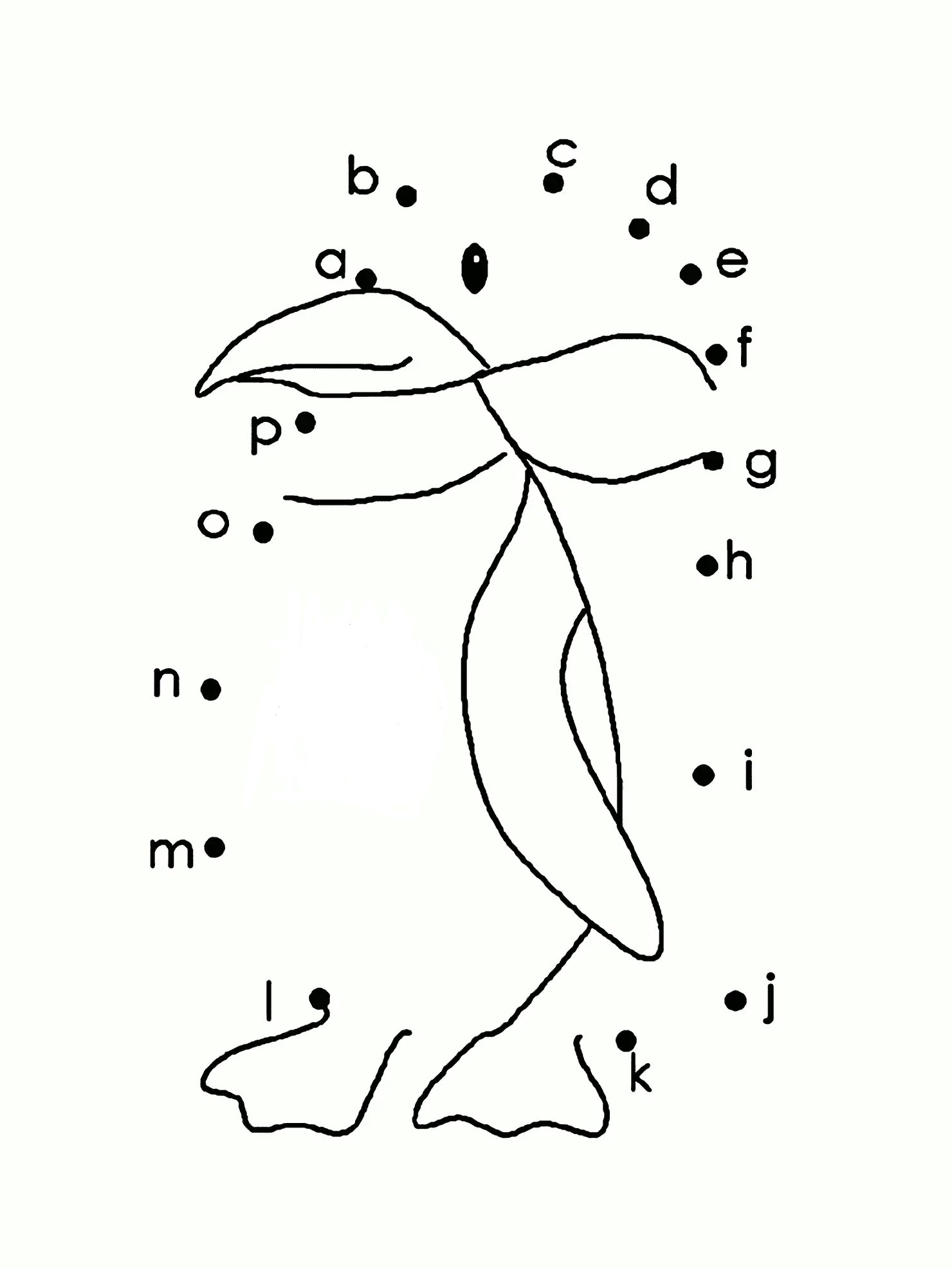 Dibujo de Punto de pingüino a Puntos para Colorear