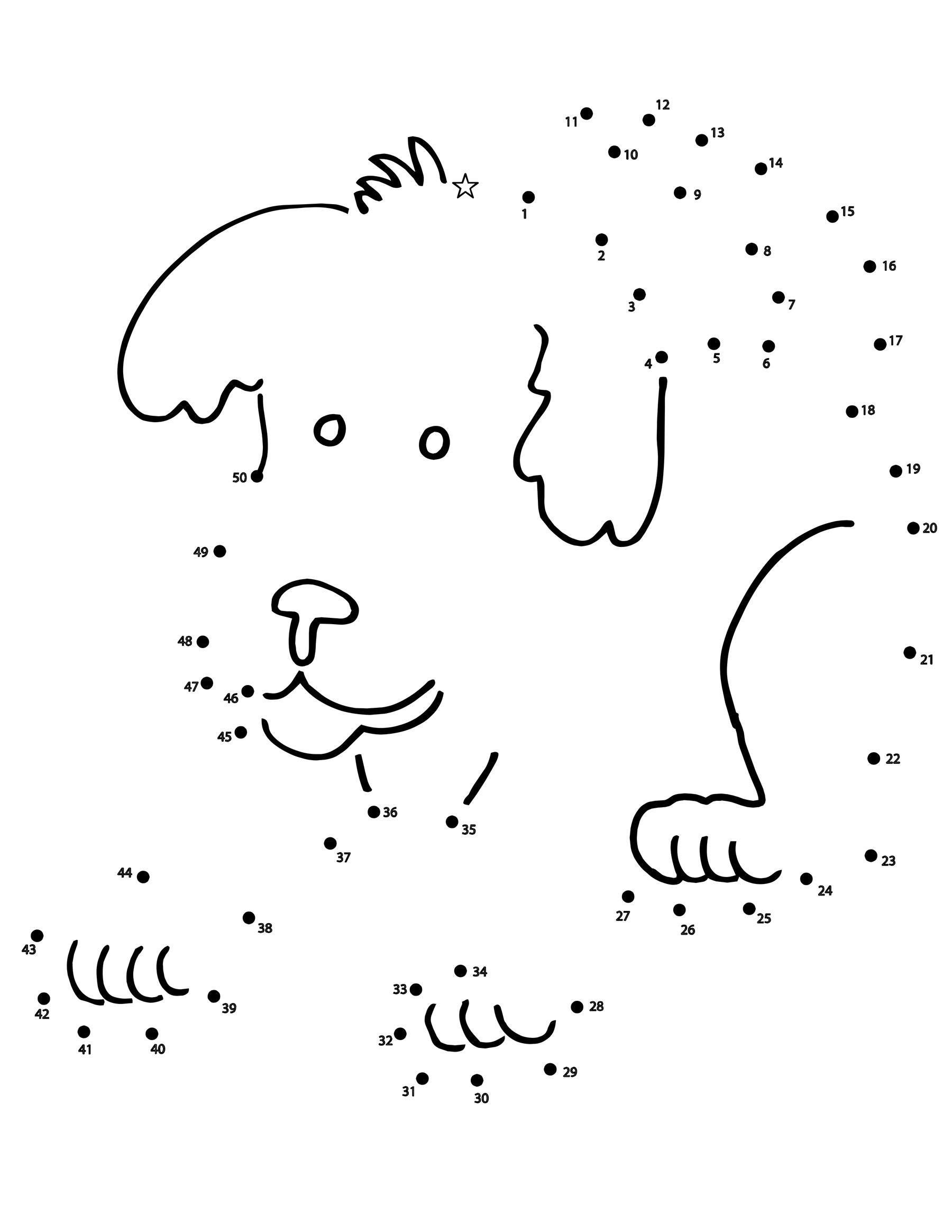 Dibujo de Puppy Dot To Dots para Colorear
