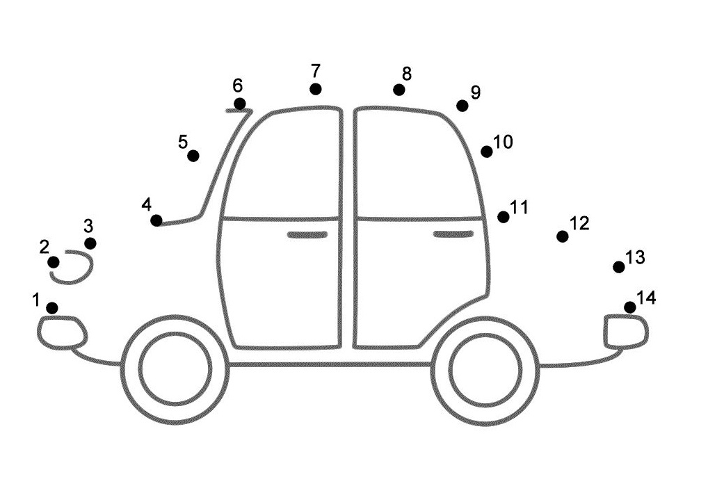 Dibujo de Un Coche de Punto a Puntos para Colorear
