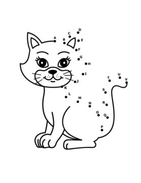Dibujo de Un Lindo Gato Punto a Puntos para Colorear