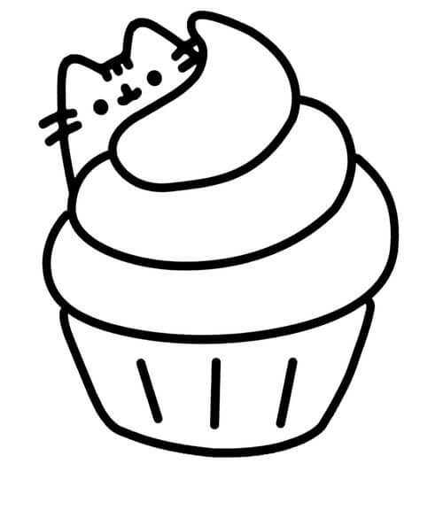 Dibujo de Cupcake Pusheen para Colorear