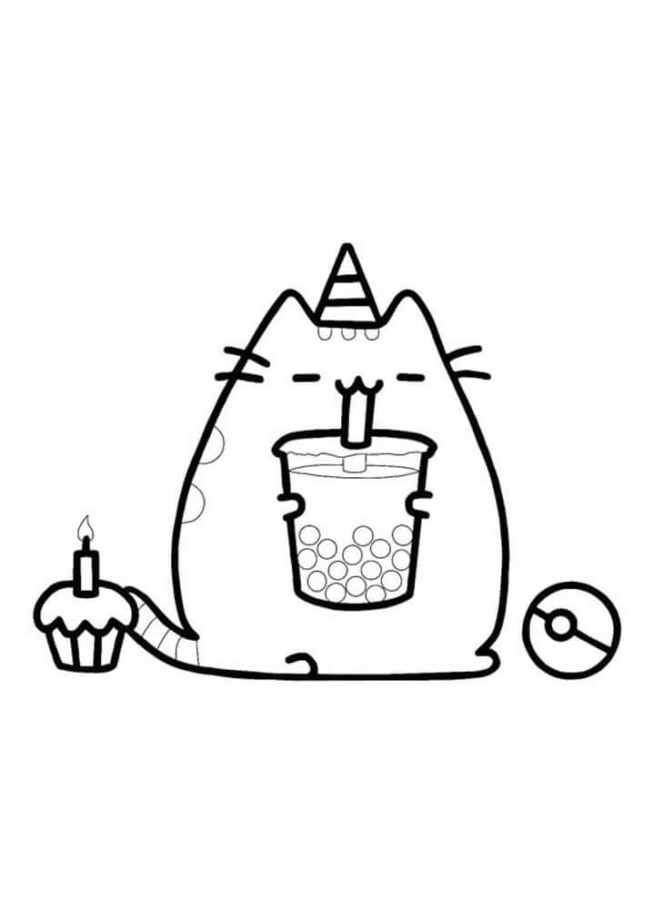 Dibujo de Pusheen bebé Refrescos para Colorear