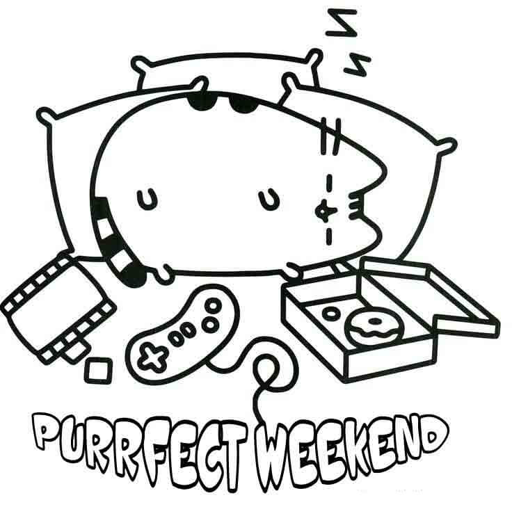 Dibujo de Pusheen Durmiendo para Colorear