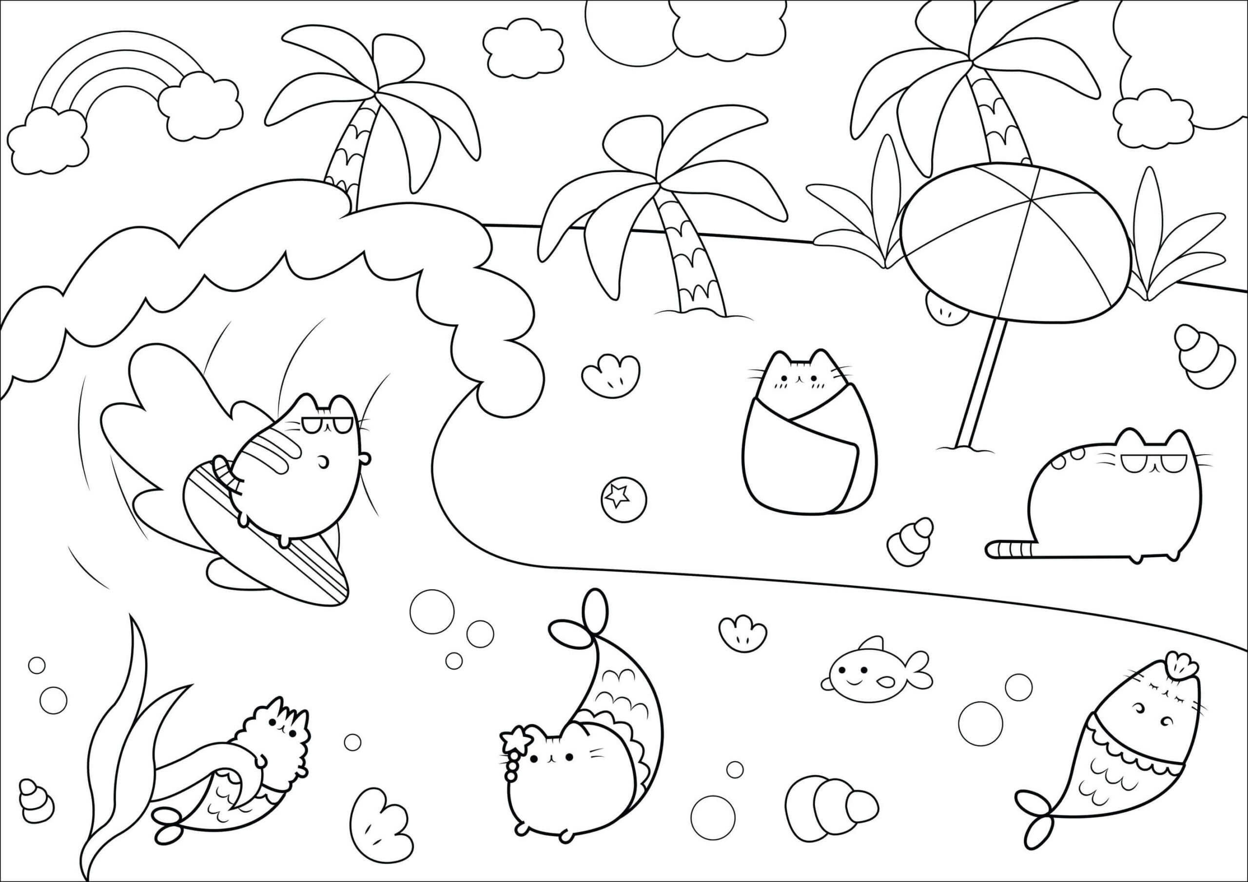 Dibujo de Pusheen Mundial Scaled para Colorear