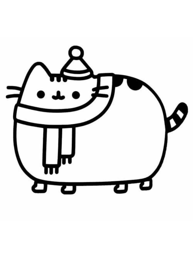 Dibujo de Pusheen en Invierno para Colorear