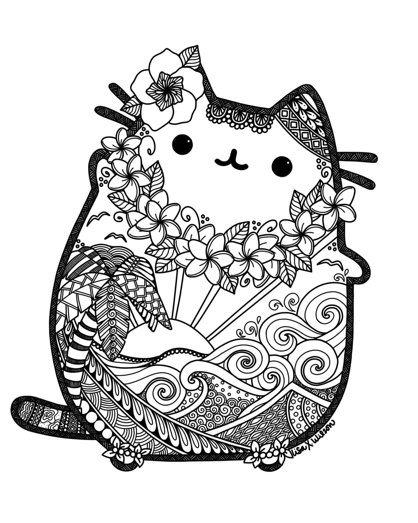 Dibujo de Pusheen Es para Adultos para Colorear