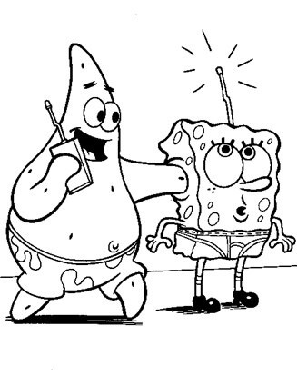 Dibujo de Bob Esponja y Patricio Radio para Colorear